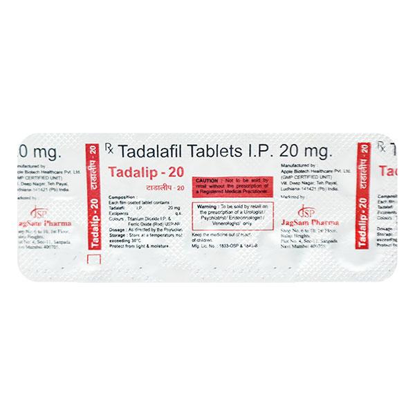 Tadalip 20Mg Tablet 10's - Impotence/Erectile Dysfunction (Ed)