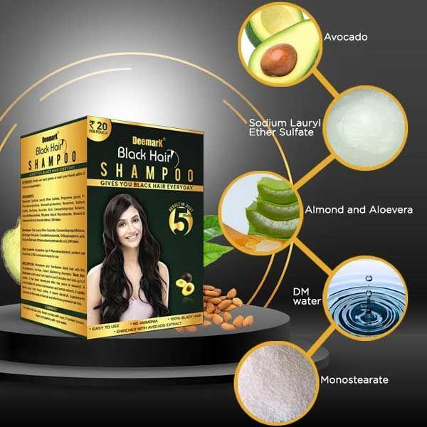 Deemark Black Hair Shampoo (Pack of 10 x 15 ml) - Personal Care (Ayush)