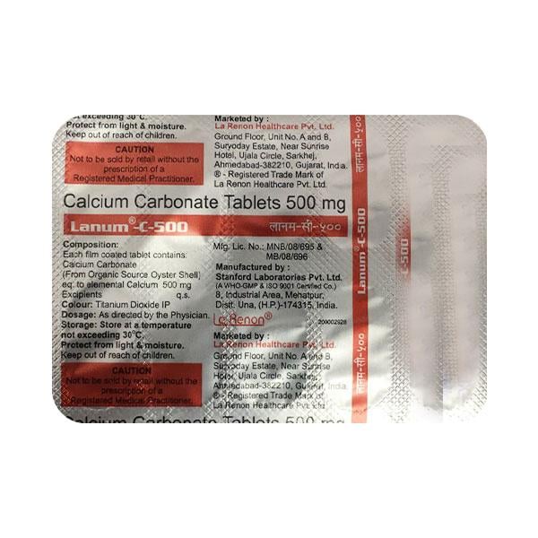 Lanum C 500mg Tablet 10'S - Supplements-Cal