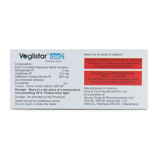 Voglistar GM 2mg Tablet 10'S - Diabetes-Ant