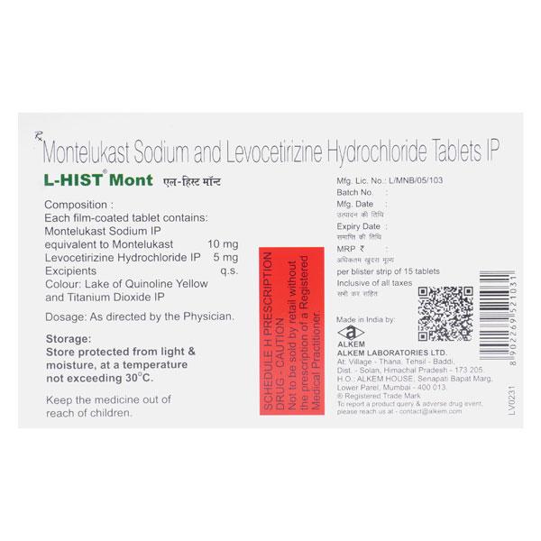 L HIST MONT Tablet 15's - Allergies-Ant