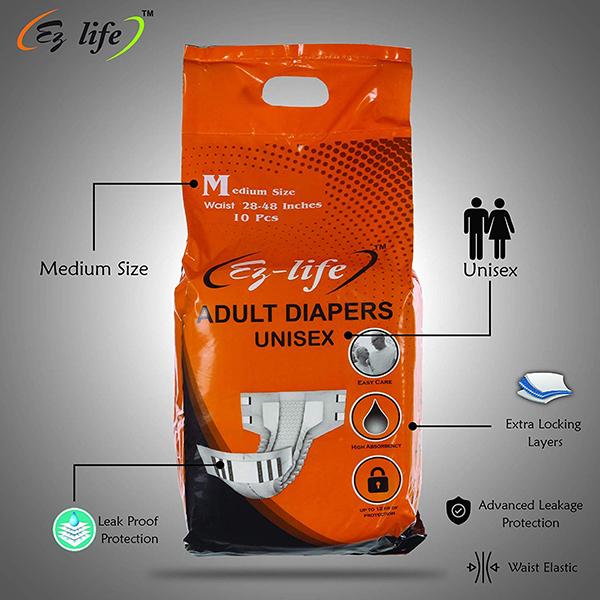 Ez-life Adult Diapers Unisex (M) (Pack of 2 x 10's) - Adult Diapers & Pads