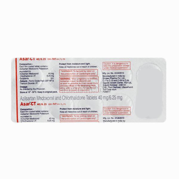 Asar CT 40/6.25mg Tablet 10'S - Hypertension-Ang