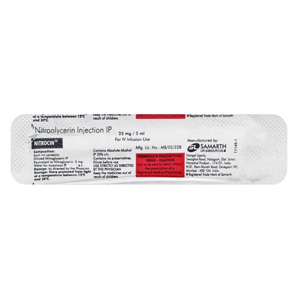 Nitrocin 25mg Injection 5ml - Angina