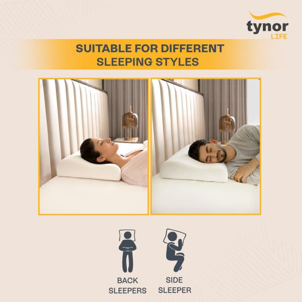 Tynor Elite Ortho Contoured Memory Pillow - White Firm (Universal) 1's - Pads And Pillows
