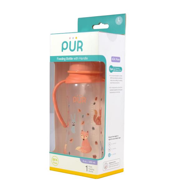 Pur Feeding Bottle with Handle - Orange 250 ml - Feeding & Nursing