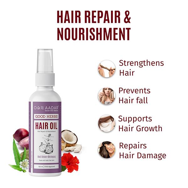 AADAR Good Herbs Hair Repair & Nourishment Hair Oil - Red Onion & Bhringaraj 100 ml - Hair Oils