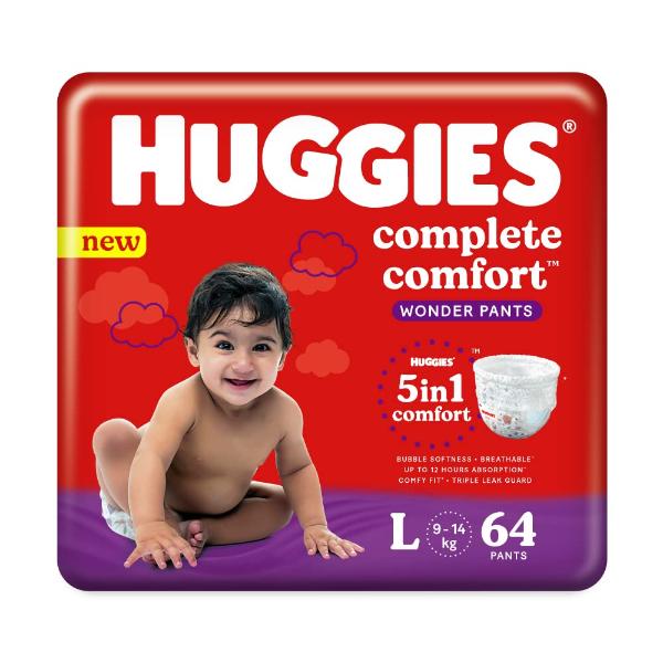 Netmeds | Huggies Complete Comfort Wonder Diaper Pants (L) 64's