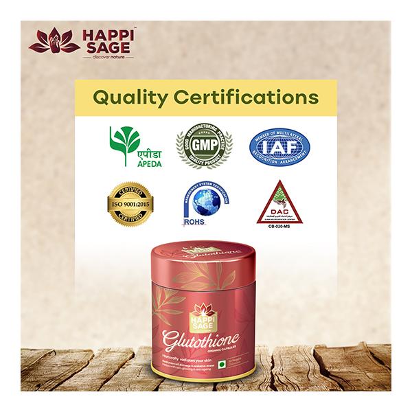 Happi Sage Glutathione Organic Veg Capsule 30's - Herbal Dietary Supplement