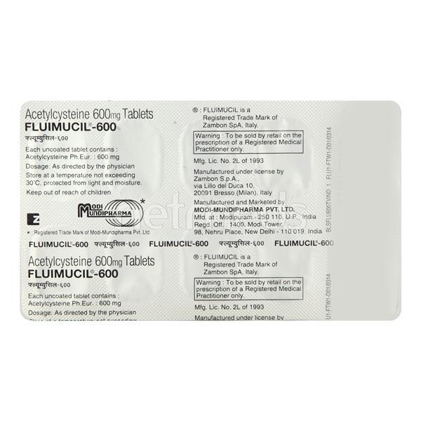 Fluimucil 600mg Tablet 10'S - Cough And Cold-Cou