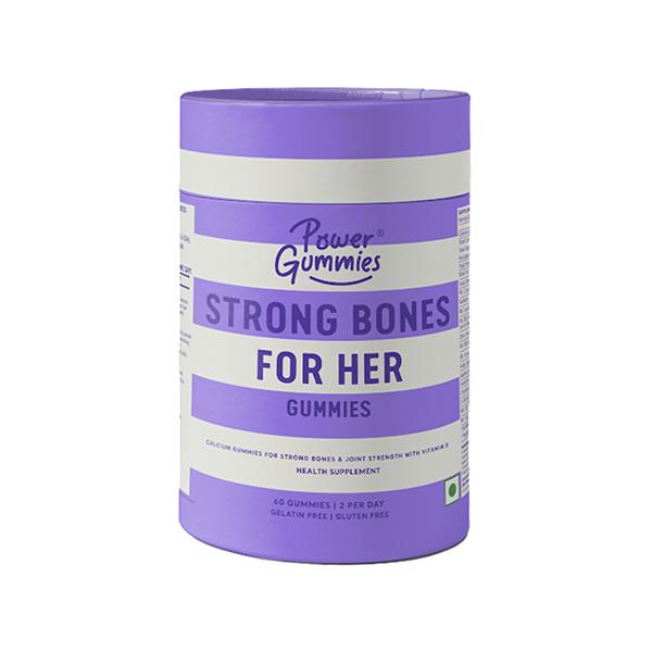 Netmeds | Power Gummies Strong Bones for Her-Vitamin D3 & Calcium with Strawberry Flavour-60 Gummies 1's