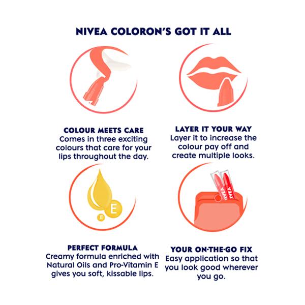Nivea Coloron Lip Crayon - Coral Crush 3 gm - Lip Balms