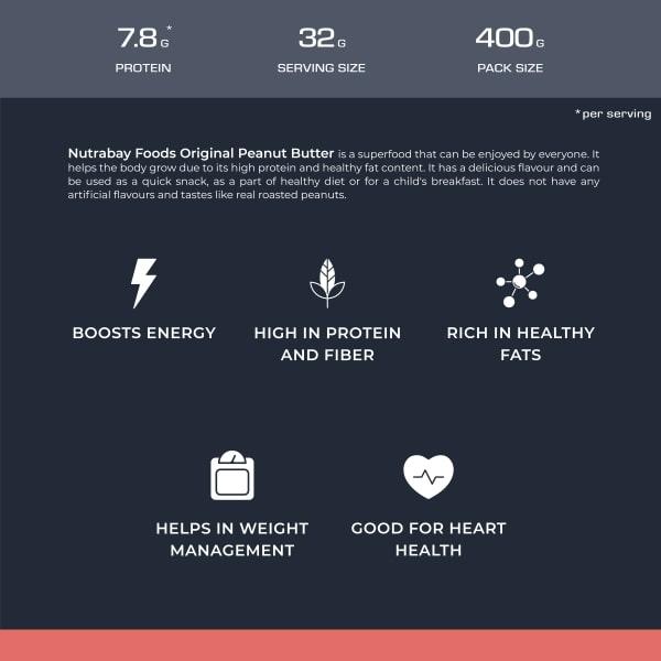Nutrabay Foods Original Peanut Butter - Creamy 400 gm - Workout Essentials