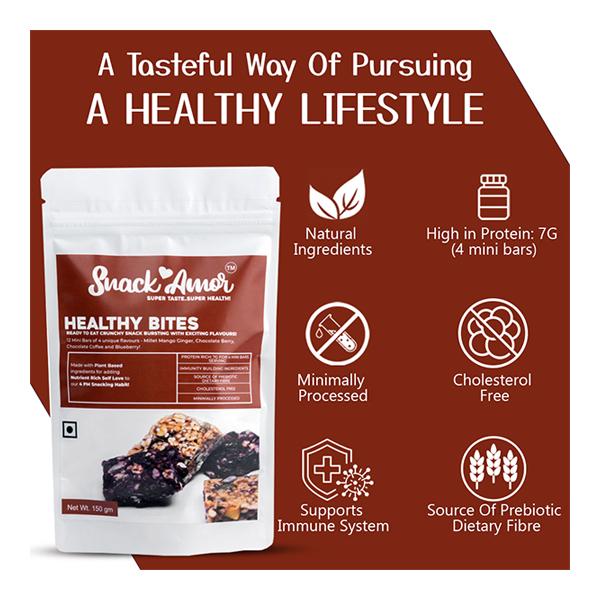Snack Amor Healthy Bites Mini Bar (Pack of 2 x 150 gm) - Nutritional Bars