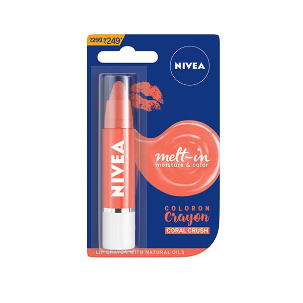 Nivea Coloron Lip Crayon - Coral Crush 3 gm - Lip Balms