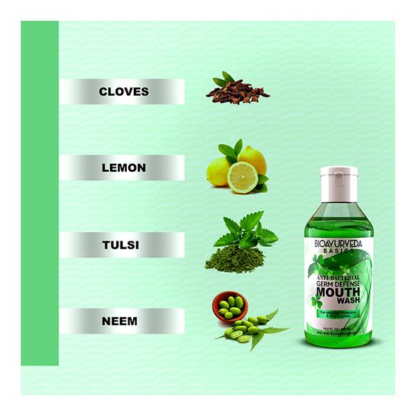 Bioayurveda Basics Anti-Bacterial Germ Defense Mouth Wash 200 ml - Mouthwash