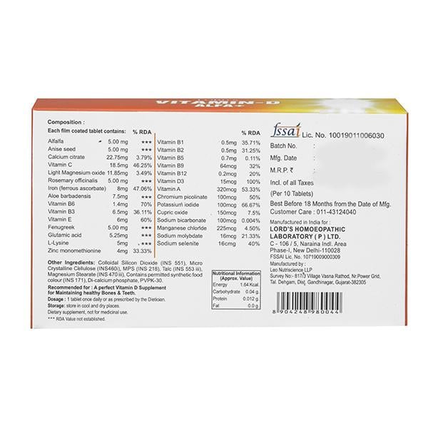 Lord's Vitamin-D Alfa+ Tablet (Pack of 3 x 10's) - Speciality Medicine