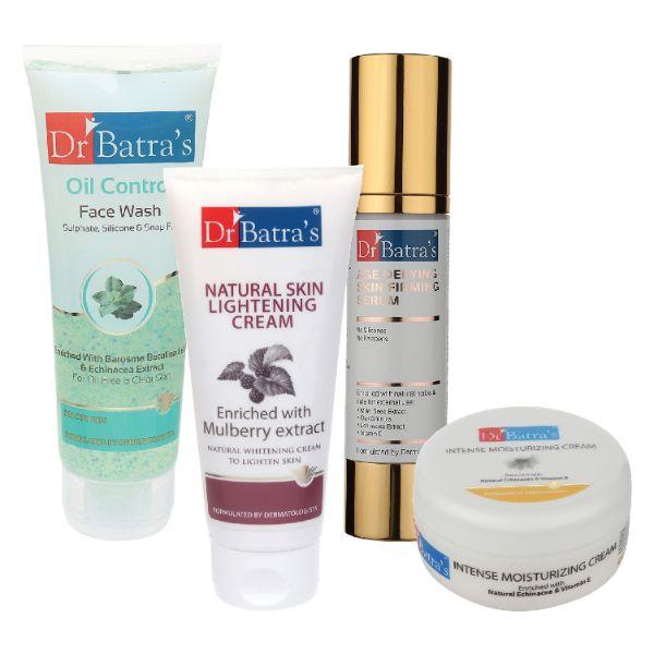 Netmeds | Dr Batra's Oil Control Face Wash 100 gm + Natural Skin Lightening Cream 100 gm + Age Defying Skin Firming Serum 50 gm + Intense Moisturizing Cream 100 gm