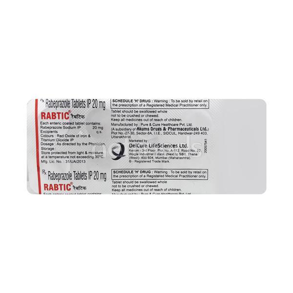 Rabtic 20mg Tablet 10'S - Ulcer/Reflux/Flatulence-Aaa