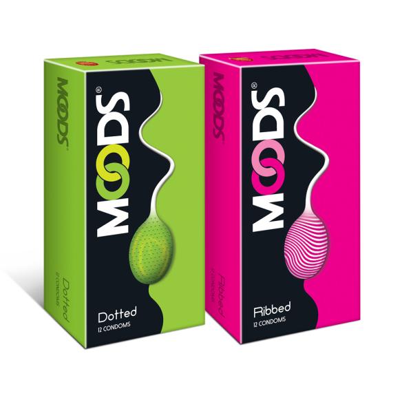 Netmeds | Moods Dotted Condoms 12's + Moods Ribbed Condoms 12's