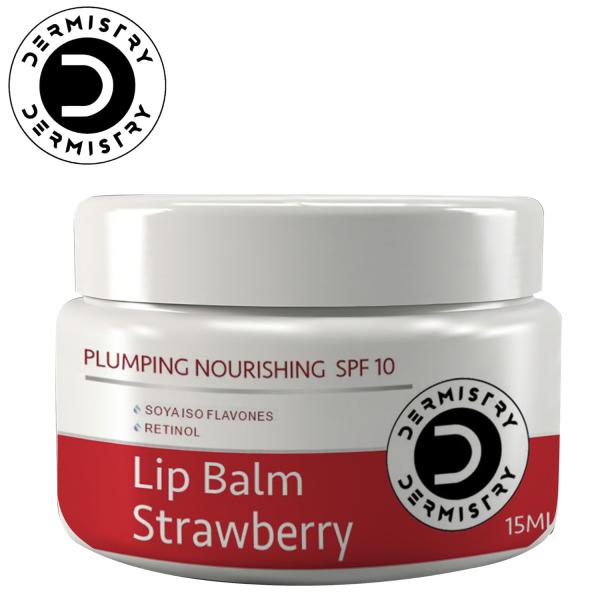 Netmeds | Dermistry Plumping Nourishing SPF 10 Lip Balm - Strawberry 15 ml