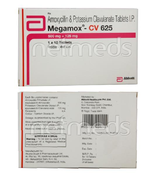 Megamox CV 625mg Tablet 10'S - Bacterial Infections-Pen