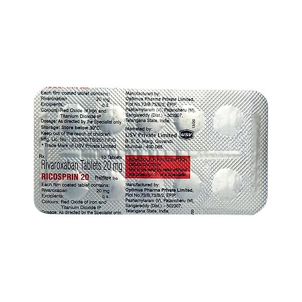 RICOSPRIN 20mg Tablet 10's - Blood Clot-Ant