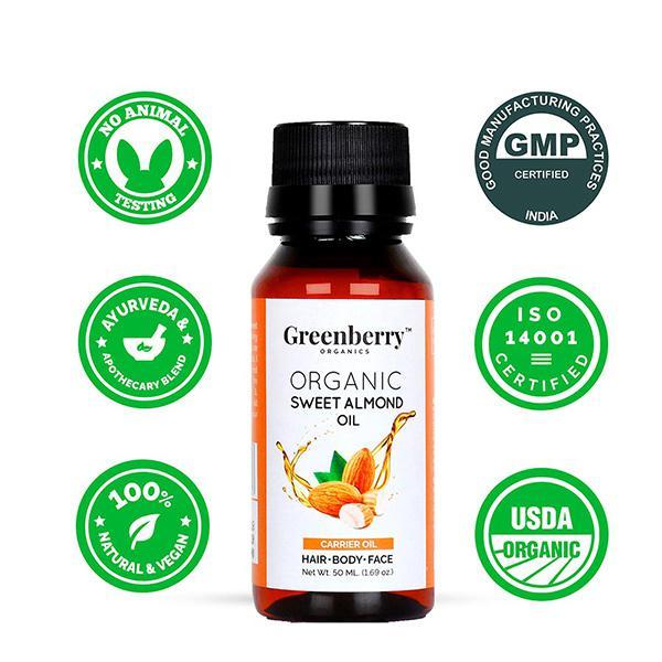 Greenberry Organics Organic Sweet Almond Oil 50 ml - Essential Oils