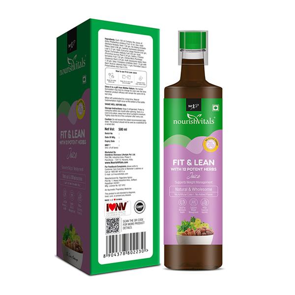 NourishVitals Fit & Lean with 12 Potent Herbs Juice 500 ml - Ayurvedic Juices