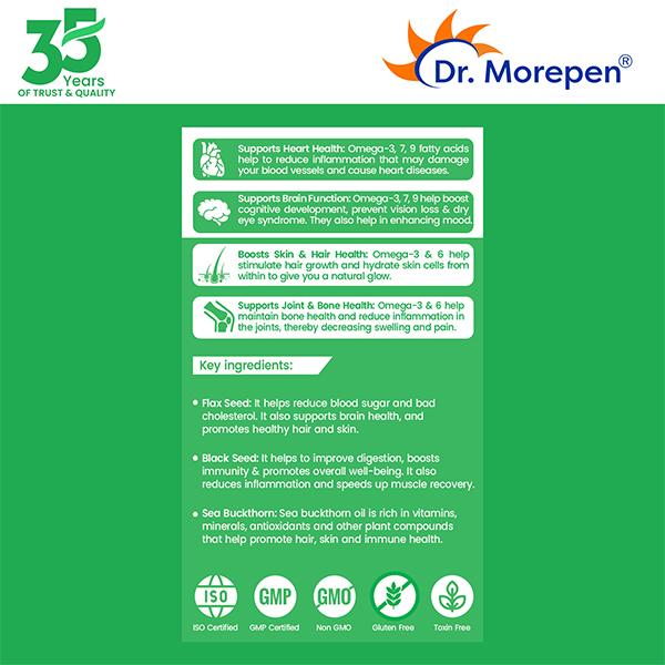 Dr. Morepen Veg-Omega 500 mg Capsule 60's - Omega Fish Oil Fatty Acids