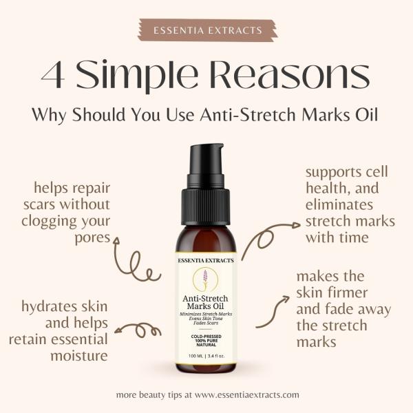 Essentia Extracts Pure Cold Pressed Anti Stretch Marks Oil (Pack of 2 x 100 ml) 1's - Creams/Oils/Lotions