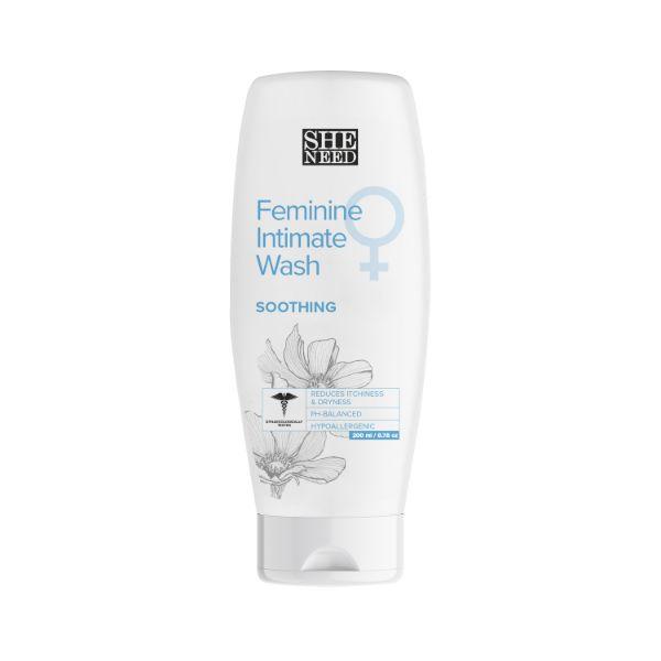 Netmeds | SheNeed Soothing Feminine Intimate Wash 100% Natural With Aloe Vera, Olive Oil & Tree Tea Oil 200 ml