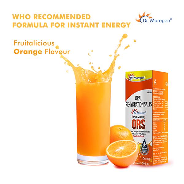 Dr. Morepen Premium ORS Drink - Orange 200 ml - Oral Rehydration (Ors)