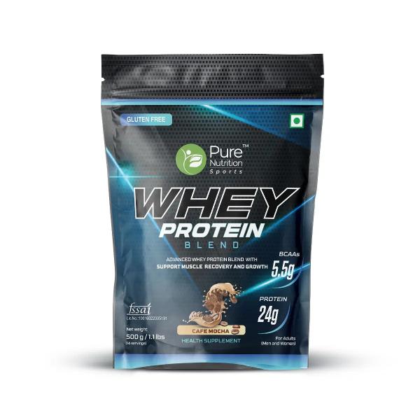 Netmeds | Pure Nutrition Whey Blend Protein Powder - Cafe Mocha Flavour 500 gm