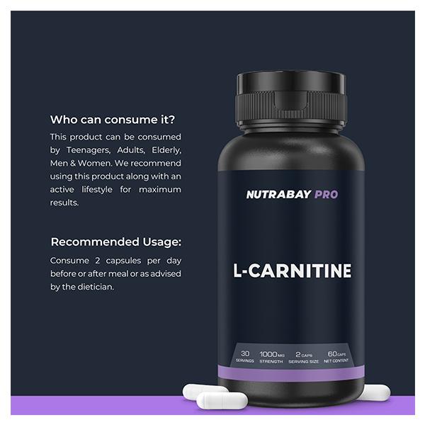 Nutrabay Pro L-Carnitine 1000mg Capsule 60's - Workout Essentials