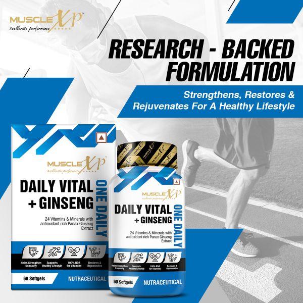 MuscleXP Daily Vital + Ginseng One Daily Softgels 60's - Amino Acids
