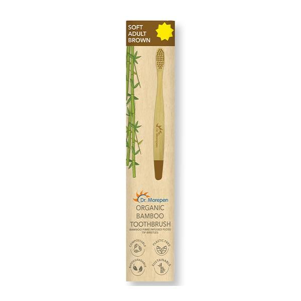 Netmeds | Dr.Morepen Organic Bamboo Adult Brown Toothbrush - Soft 1's