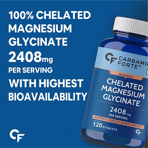 CF Chelated Magnesium Glycinate 2408 mg Veg Tablet 120's - Calcium And Minerals