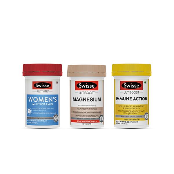 Swisse Women Health (Multivitamin, Magnesium, Immune Action) Tablet 60's Combo Pack