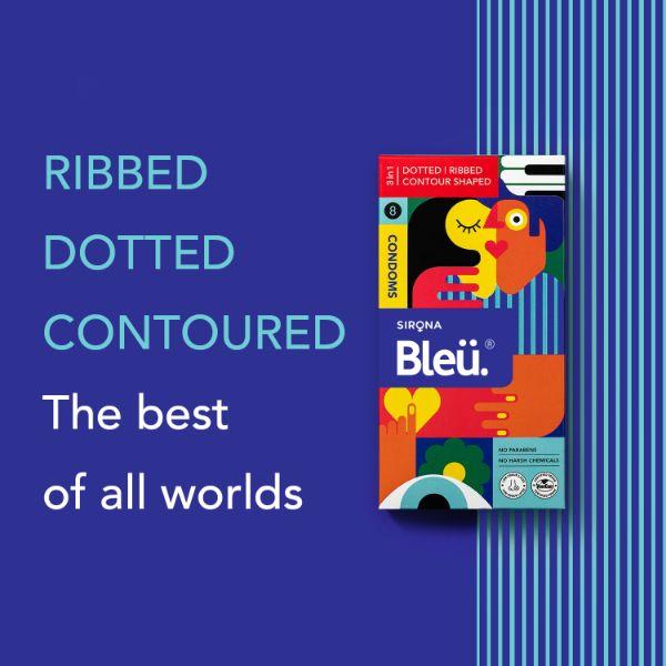 Bleu Ultra Thin 8's +Bleu Dotted 8's + Bleu 3 in 1 Dotted Ripped and Contour Shaped Condoms 8's - Plain/Flavoured Condoms