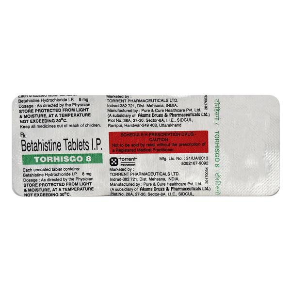 TORHISGO 8 Tablet 10's - Vertigo-Ant