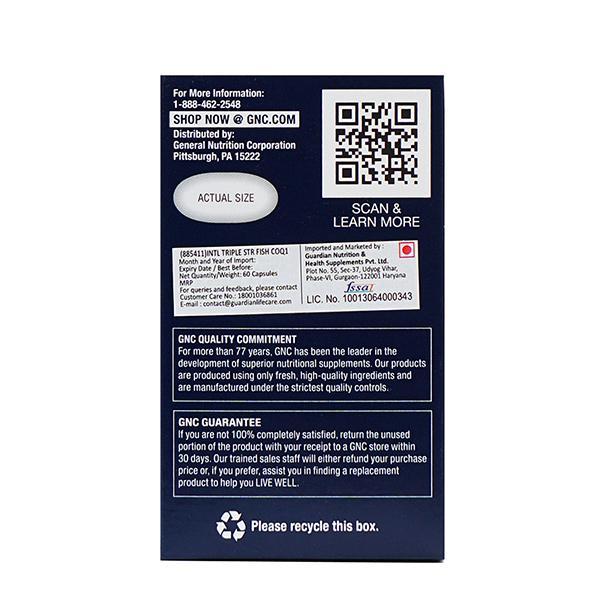 GNC Triple Strength Fish Oil 1400 with COQ10 Softgels 60's - Omega Fish Oil Fatty Acids