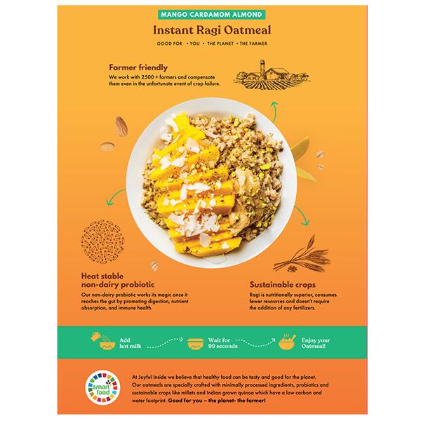 Joyful Inside Instant Ragi Oatmeal - Mango Cardamom Almond 320 gm - Nutritional Bars