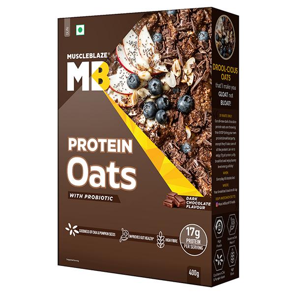 MuscleBlaze High Protein Oats - Dark Chocolate 400 gm - Nutritional Bars