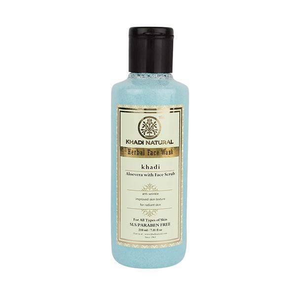 Khadi Natural Herbal Face Wash - Aloevera with Face Scrub 210 ml - Face Scrubs