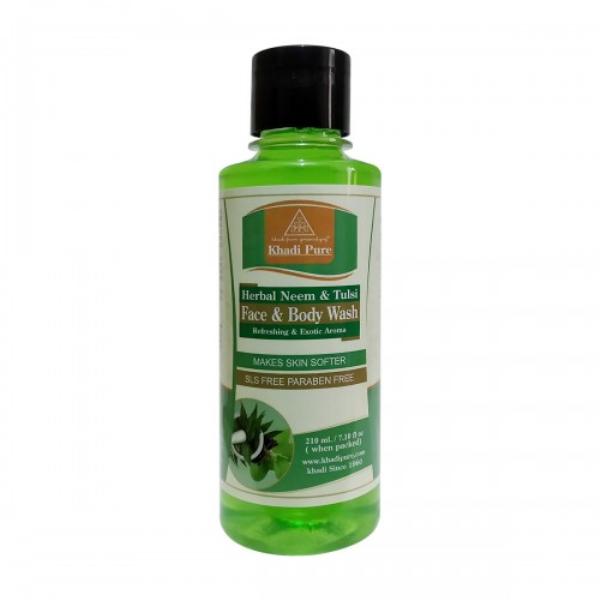 Khadi Pure Herbal SLS Paraben Free Body Wash - Neem & Tulsi 210 ml