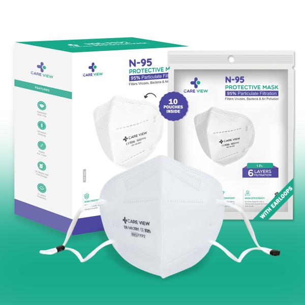 Netmeds | Care View N95 FFP2 Protective Face Mask (Adjustable) - Ear Loop 10's