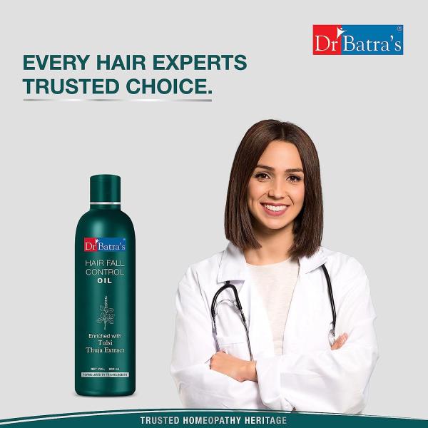 Dr Batra's Hair Fall Control Oil - Tulsi Extract, Brahmi Oil & Thuja (Pack of 2 x 200 ml) - Hair Oils