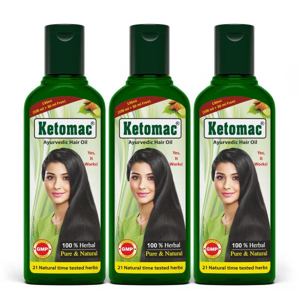 Ketomac Ayurvedic Hair Oil (Pack of 3 X 130 ml) 1's - Hair Oils