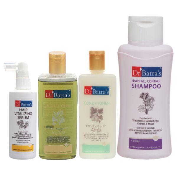 Dr Batra's Hair Fall Control Shampoo 500 ml + Conditioner 200 ml + Hair Oil 200 ml + Hair Vitalizing Serum 125 ml - Hair Treatment